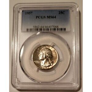 1957 Washington Quarter MS64 PCGS Obverse Toning